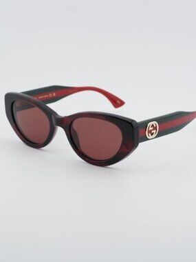 Gucci GG1862S 003 Sunglasses Havana Cat Eye Frame, Burgundy Lenses